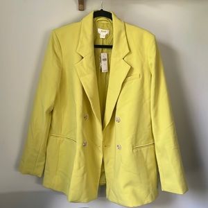 NWT Anthropologie Maeve Chartreuse Oversized Blazer